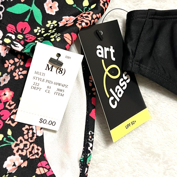 Art Class Girl's 3pc Rash Guard Bikini Swimsuit Set Floral Printed Size Medium 8 - Picture 6 of 6